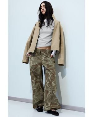 Weekday Low Rise Baggy Ripstop Trousers - Green