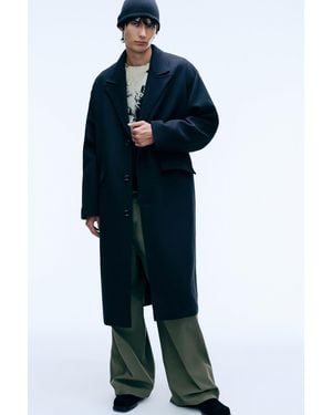 Weekday Einreihiger Oversize-Mantel Aus Wollmischung - Schwarz