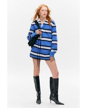 Monki Long-Sleeved Rugby Mini Dress - Blue