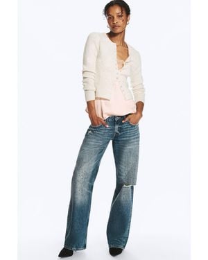 Monki Imoo Studded Low Rise Loose Wide Jeans - Blue