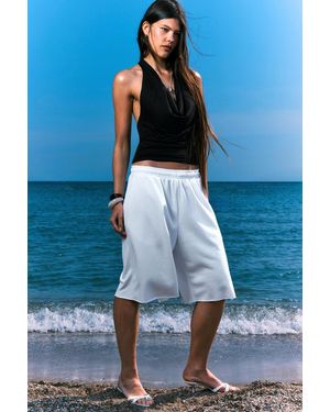 Weekday Knielange Oversized-Frotteeshorts - Weiß