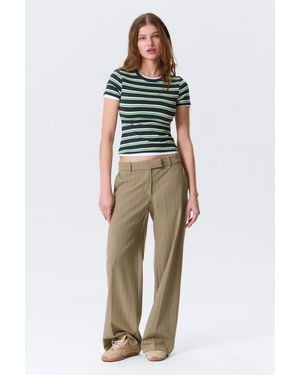 Monki Low Rise Suiting Trousers - Natural