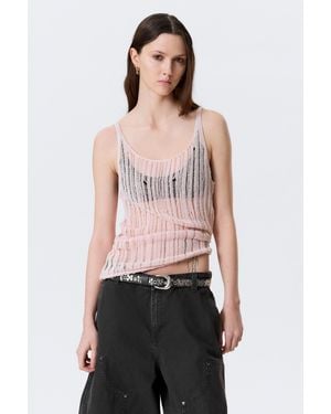 Weekday Textured Knitted Tank Top - Pink