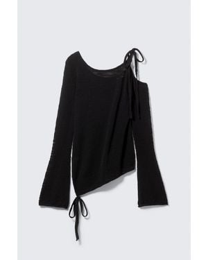 Weekday Asymmetric Tie-Shoulder Knitted Jumper - Blue