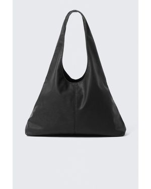 Weekday Faux Leather Slouchy Shoulder Bag - Black