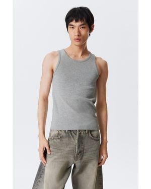 Weekday Klassisches Geripptes Tanktop - Grau