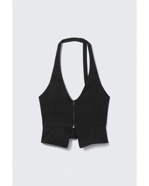 Monki Structured Halter Zip Waistcoat - Blue