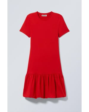 Weekday T-Shirt-Kleid Mit Ballon-Silhouette - Rot