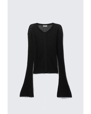 Weekday Sheer Linen-Blend Cardigan - Black