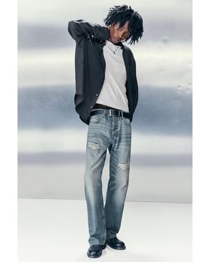 Weekday Space Mid Rise Relaxed Straight Jeans - Blue
