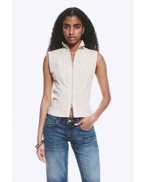 Weekday Sleeveless High‑Neck Zip Top - Blue