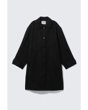 Monki Knee-Length Single-Breasted Coat - Black