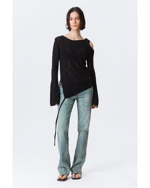 Weekday Asymmetric Tie-Shoulder Knitted Jumper - Blue