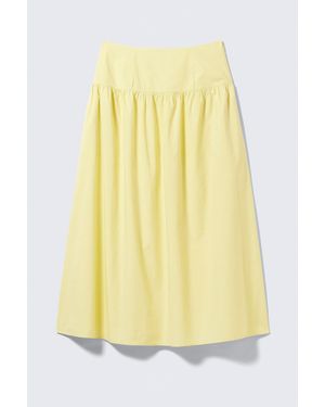 Weekday Gathered Cotton Poplin Maxi Skirt - Yellow