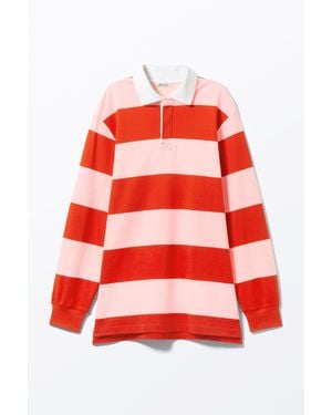 Weekday Long-Sleeved Rugby Mini Dress - Red