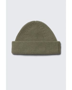 Weekday Fold Knit Wool Blend Beanie - Green