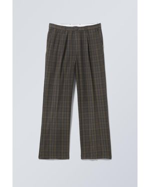Weekday Checked Lyocell Suiting Trousers - Brown