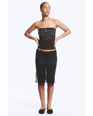 Monki Double Layered Mesh Skirt - Black