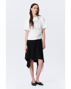 Weekday Asymmetric Mid Rise Wrap Midi Skirt - White