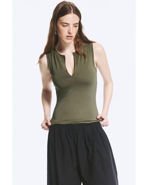 Weekday Slim V-Neck Sleeveless Top - Green