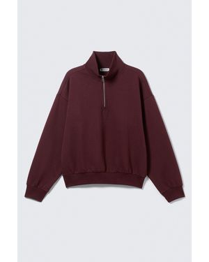 Weekday Half-Zip Loose Fit Sweatshirt - Red