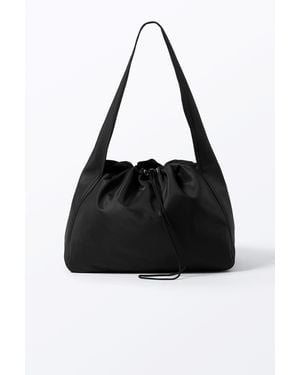 Monki Large Rectangular Drawstring Shoulder Bag - Black