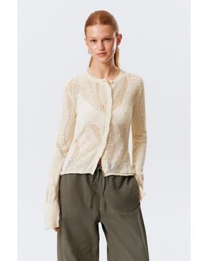 Weekday Slim Fit Textured Knit Cardigan - Natural