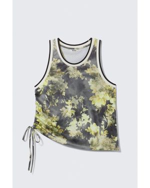 Monki Mesh Drawstring Tank Top - Black