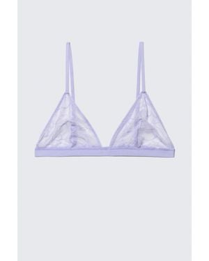 Weekday Swirly Lace Triangle Bra - Blue