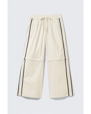 Monki Zip-Off Nylon Track Trousers - Natural