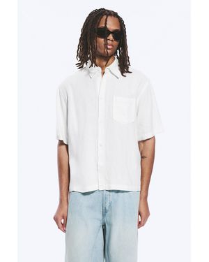 Weekday Relaxed Short-Sleeved Linen-Blend Shirt - White