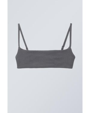 Weekday Towelling Scoop Neck Bikini Top - Black