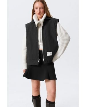 Monki Lightly Padded Canvas Zip Vest - Black
