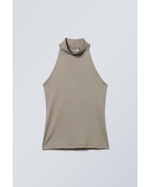 Weekday Slim Sleeveless Turtleneck Top - Natural