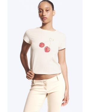 Monki Rosabel Printed Baby Tee - Pink