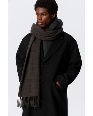 Weekday Wool Blend Fringe-Edge Blanket Scarf - Black