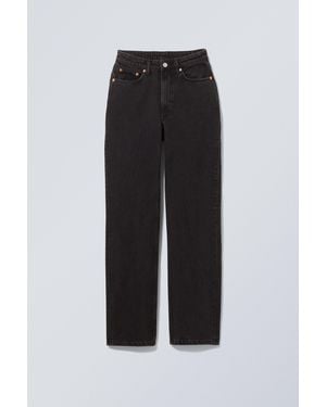 Weekday Resolute Curve High Waisted Regular Straight Jeans - Black