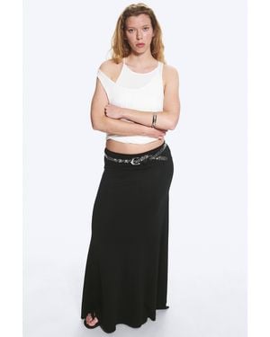 Weekday Wide Mid Rise Maxi Skirt - Black
