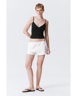 Weekday Mini-Jersey-Shorts Mit Mittelhohem Bund - Weiß
