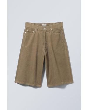 Weekday Astro Loose Baggy Corduroy Shorts - Natural