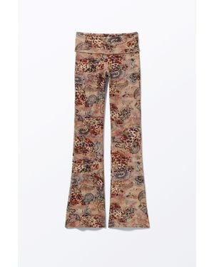 Weekday Printed Low Waist Flared Pyjama Trousers - Brown