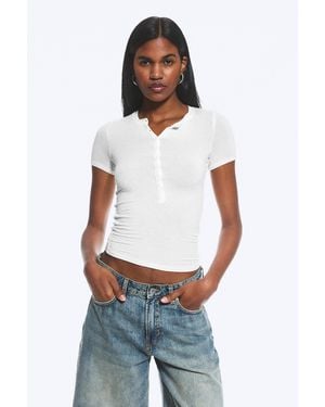 Weekday Henley Short-Sleeved Top - White