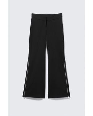 Weekday Mid Rise Flared Zip-Up Trousers - Black