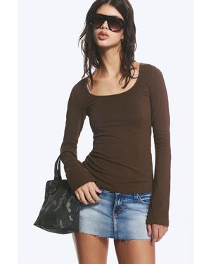 Monki Slim Scoop Neck Long-Sleeved Top - Black
