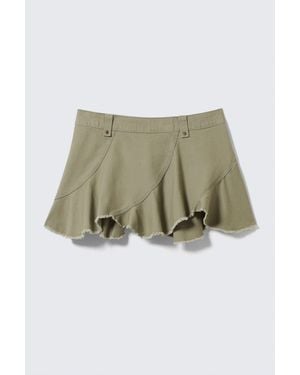 Weekday Frayed Asymmetric Mini Twill Skirt - Green