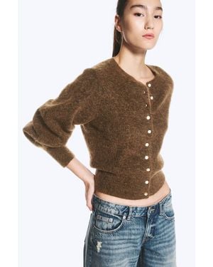 Monki Strickjacke Aus Mohairmischung - Braun