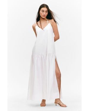 Monki Tiered Cotton Poplin Maxi Dress - White