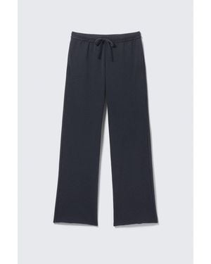 Weekday Mid Rise Wide Leg Terry Pyjama Trousers - Blue