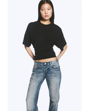 Weekday Draped Fitted T-Shirt - Black