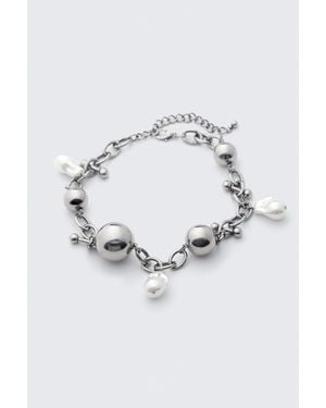 Weekday Chunky Pearl Charm Chain Necklace - Blue